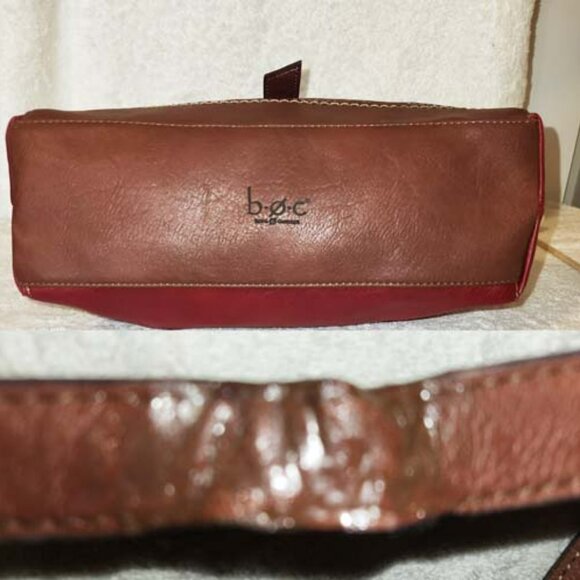 NWOT BORN CONCEPT BURGUNDY & BROWN SHOULDER HANDBAG WITH A ZIP CLOSURE - Picture 5 of 6